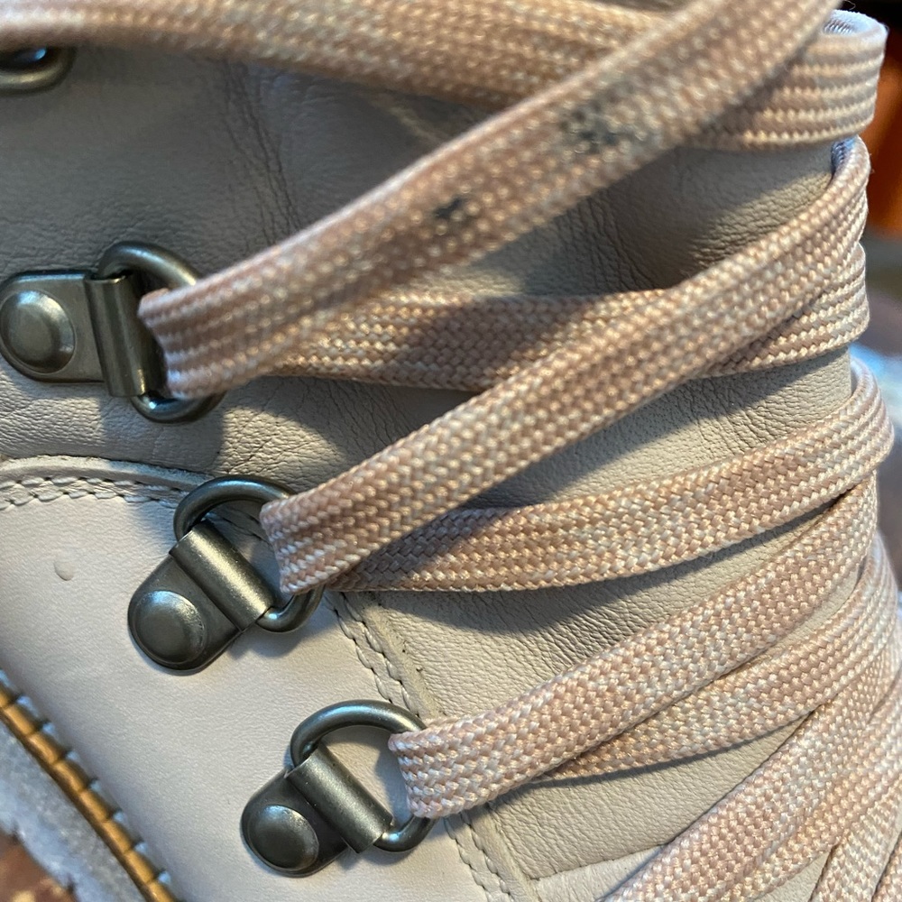 Cole Haan Cream Tan Lace Up Boots with Moc-Toe - Picture 8 of 9